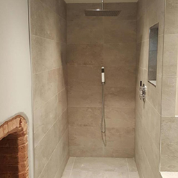 a tiled bathroom