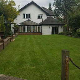 a long turfed garden